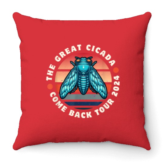 Cicada-Comeback-Insect-Magicicada- Throw Pillows