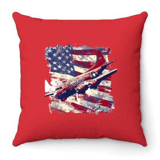 yankee, lady, world war 2 Throw Pillows