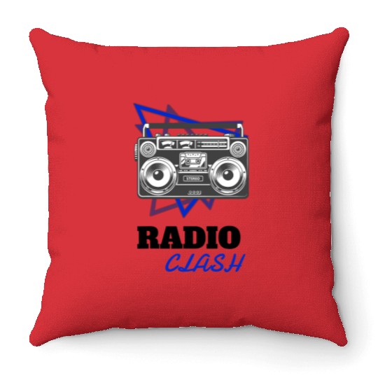 Punk Rock Radio Clash Retro Boombox Music Throw Pillows