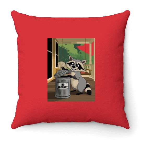 Racoon Trash Panda Metal Trash Can No Vacancy Throw Pillows