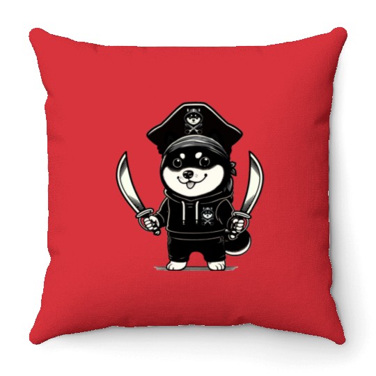 Shiba Inu Pirate Throw Pillows