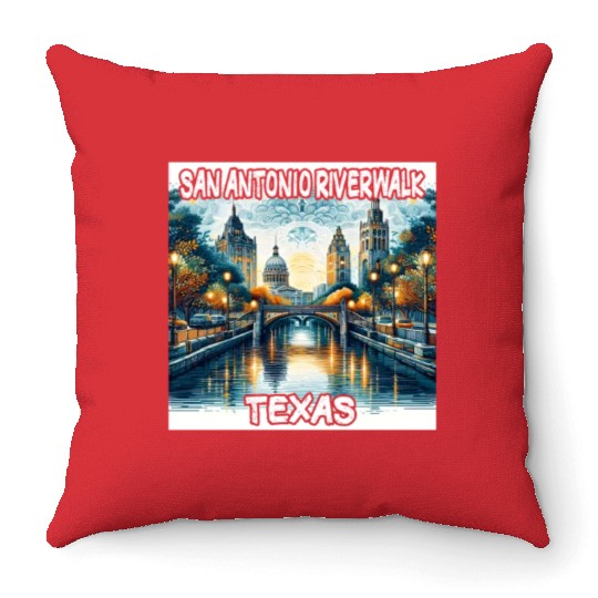 San Antonio Riverwalk Throw Pillows