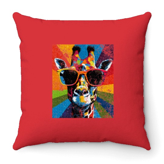Giraffe Sunglasses African Animal Lover Throw Pillows