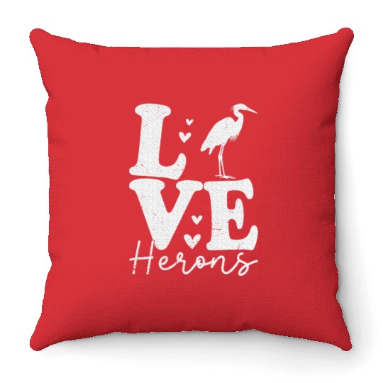 Love Heron Blue Heron Birds Lover Gifts Throw Pillows