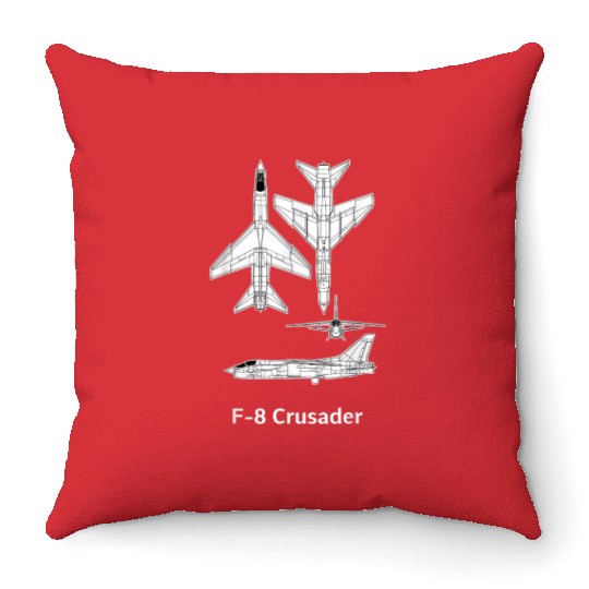 Vought-Crusader-Aircraft-Airplane- Throw Pillows