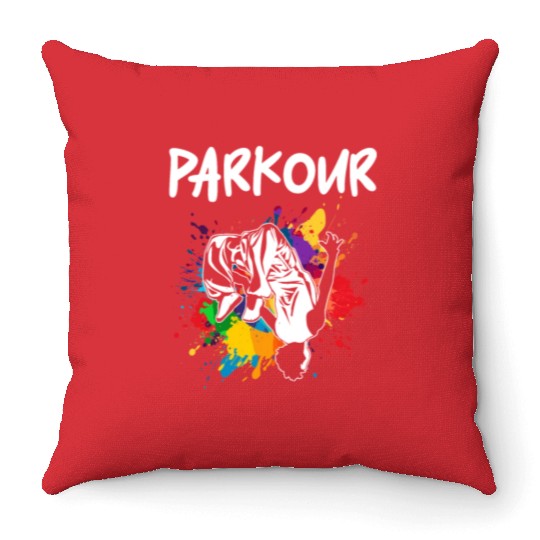 Parkour, Freerunning, Street Workout Acrobatic Throw Pillows