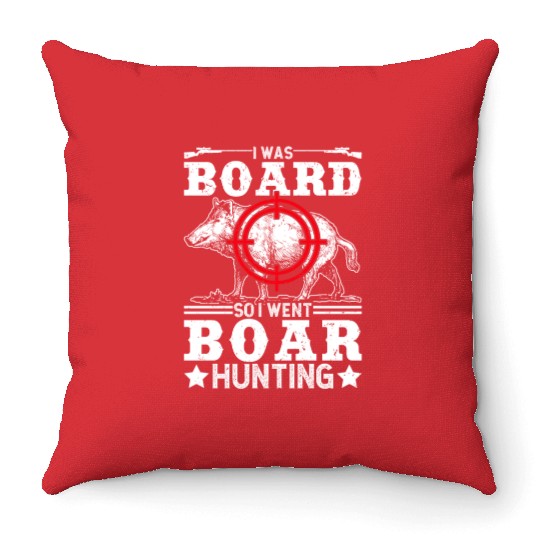Boar Hunting Funny Wild Hog Hunter Throw Pillows