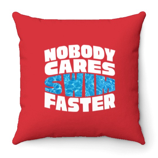 Water Texture Nobody Cares Swim Faster Summer Throw Pillows