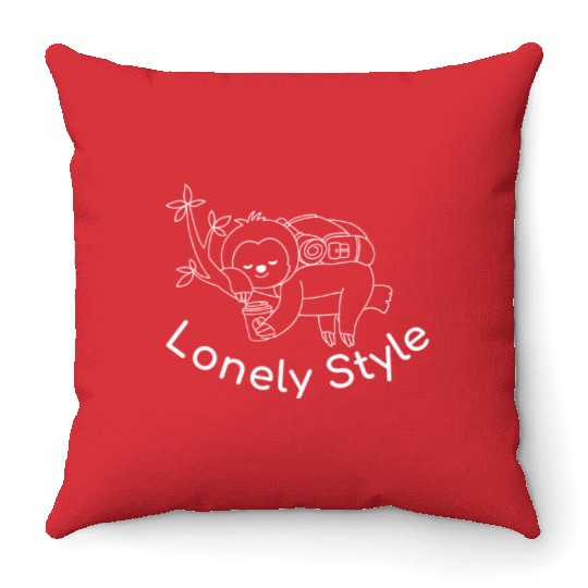 lonely style by naai cheuay white Throw Pillows