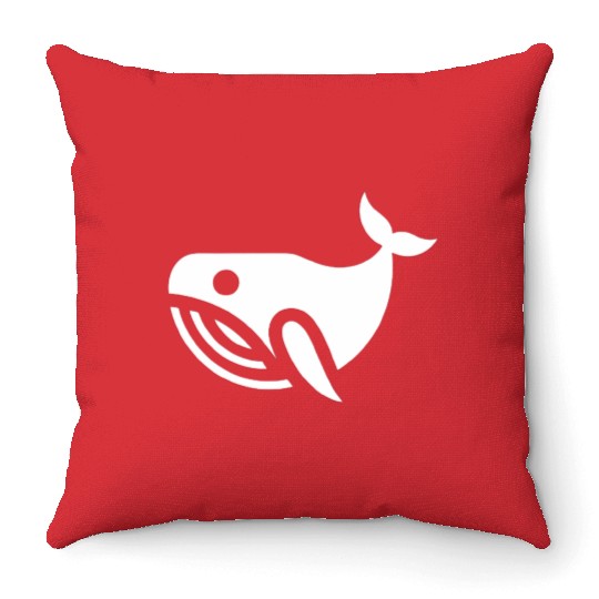 whale in the sea Throw Pillows