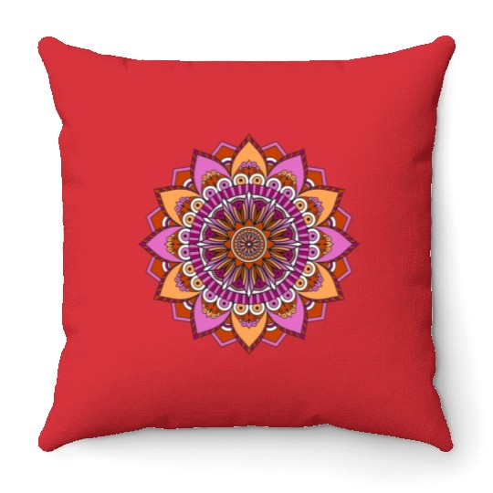 Lesbian Pride Mandala Zunaria Pattern Throw Pillows