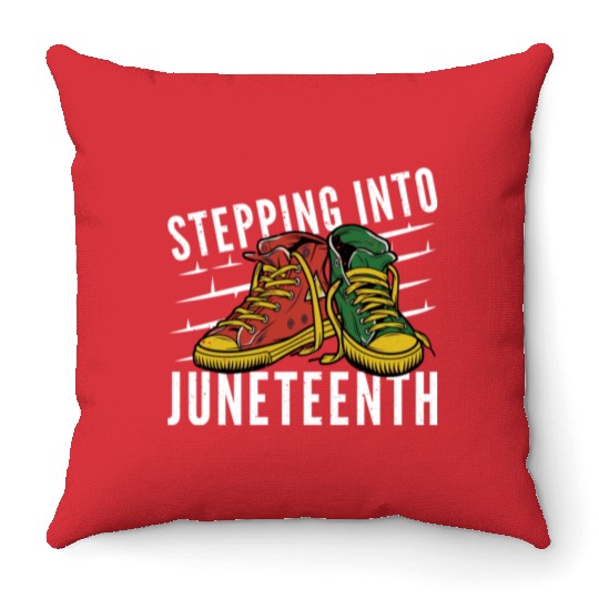 Stepping Into Juneteenth 2024 Afro American Throw Pillows