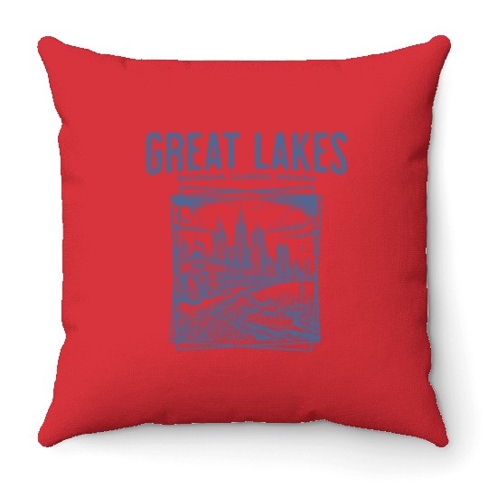 Great Lakes - Retro Throw Pillows