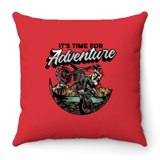 MOTOCROSS ITS TIME ADVENTURE Throw Pillows