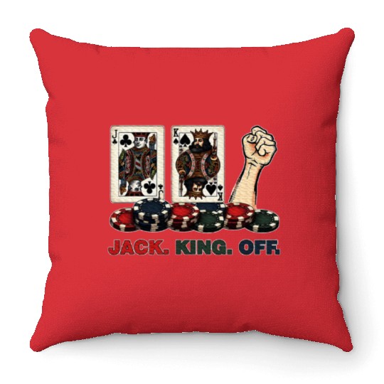 Poker Hand Jack. King. Off Cards Throw Pillows
