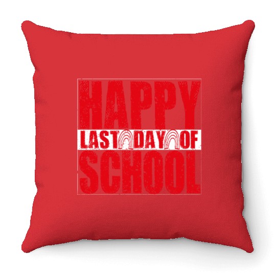 hello teacher Happy day preschool summer student Throw Pillows