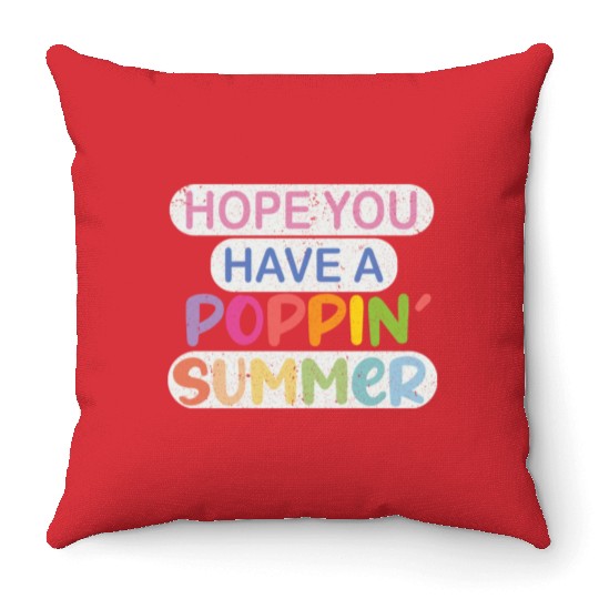 poppin into summer Bye Bye School Throw Pillows