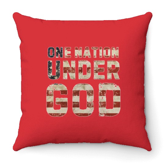 US American Flag One Nation Under God 4th Of July Throw Pillows