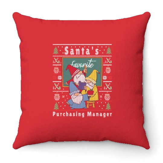 Santas Elfs Ugly Christmas Purchasing-Manager Throw Pillows