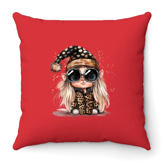 Leopard Print Gnome Clipart Images, Girly Throw Pillows