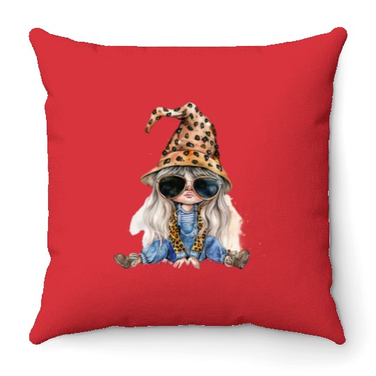 Leopard Print Gnome Clipart Images, Girly Throw Pillows