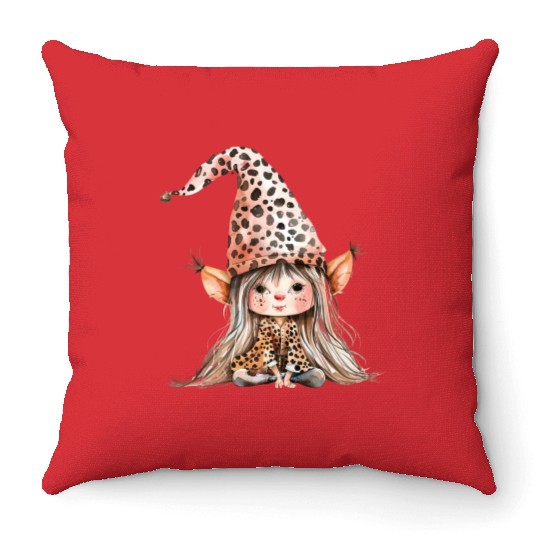 Leopard Print Gnome Clipart Images, Girly Throw Pillows