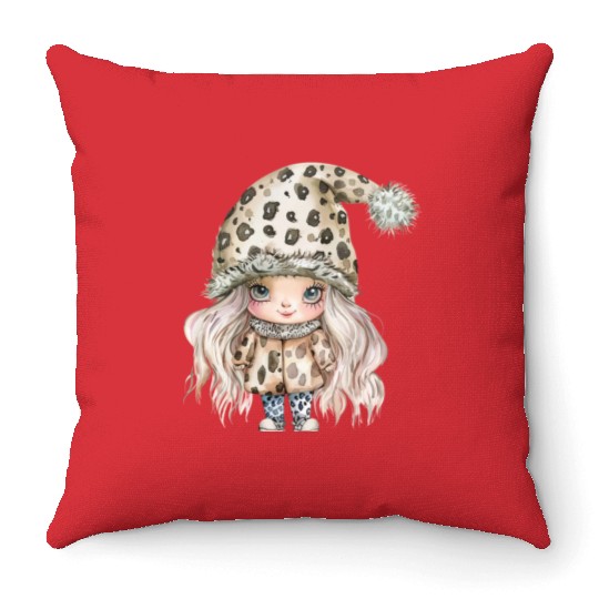 Leopard Print Gnome Clipart Images, Girly Throw Pillows