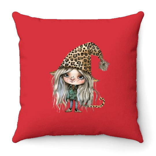 Leopard Print Gnome Clipart Images, Girly Throw Pillows