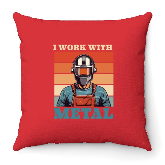 Western Welder Retro Themed Gift Throw Pillows