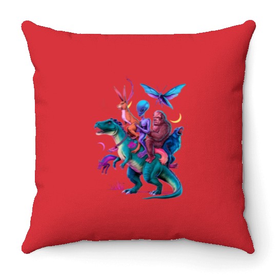 Cryptozoology Cryptid Bigfoot Jackalope Mothman Throw Pillows