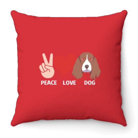 Peace Love Dog Lover Springer Spaniel Throw Pillows