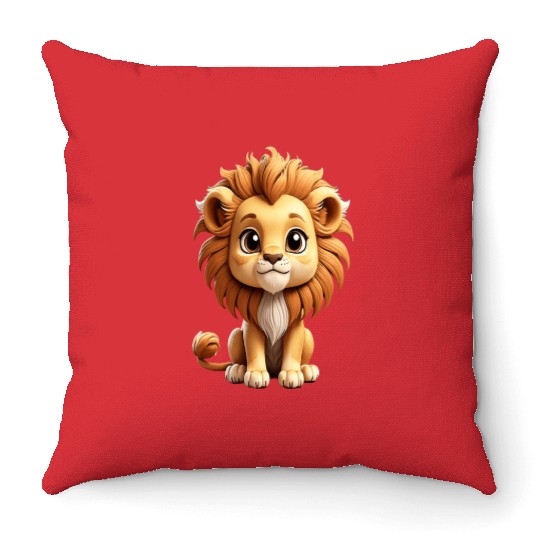 Chibi lion Throw Pillows