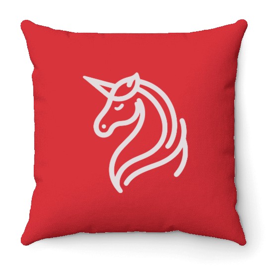 Minimalist Unicorn Symbol - light pink gray Throw Pillows
