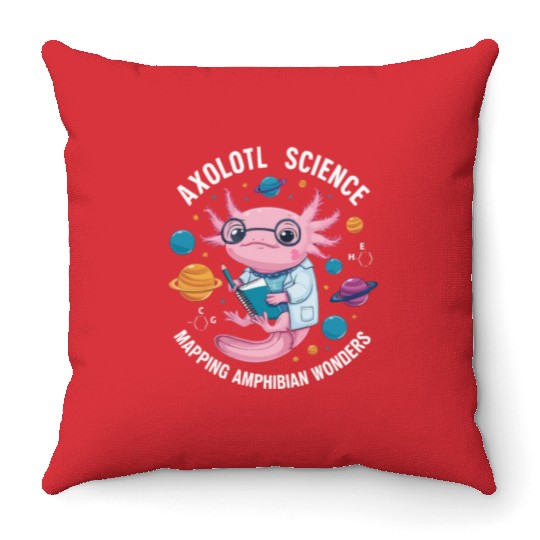 Axolotl Science Teacher Mexican Salamander Throw Pillows