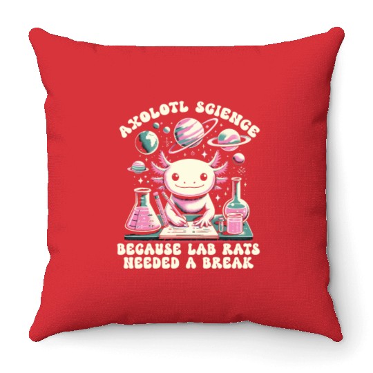 Axolotl Science Teacher Mexican Salamander Throw Pillows