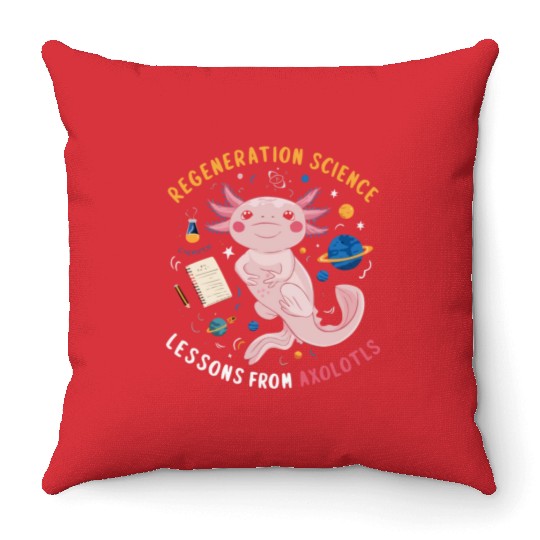 Axolotl Science Teacher Mexican Salamander Throw Pillows