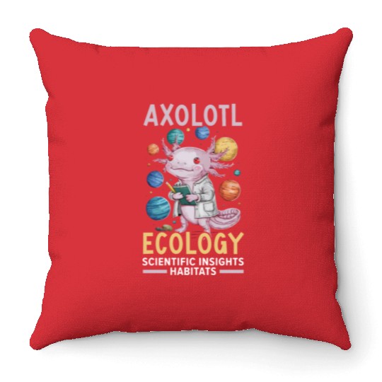 Axolotl Science Teacher Mexican Salamander Throw Pillows