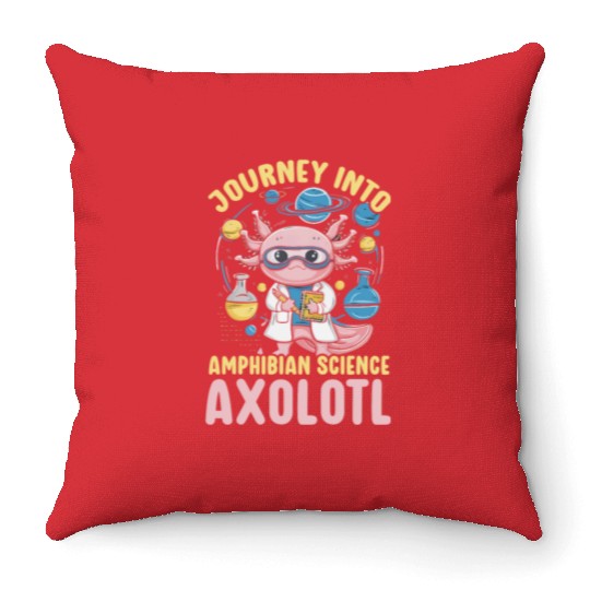 Axolotl Science Teacher Mexican Salamander Throw Pillows