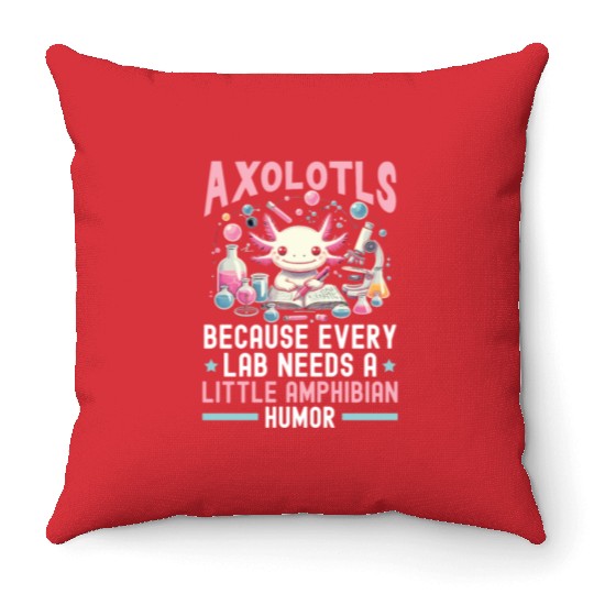 Axolotl Science Teacher Mexican Salamander Throw Pillows