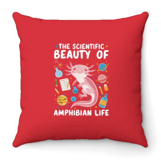 Axolotl Science Teacher Mexican Salamander Throw Pillows