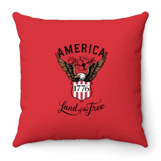 Independence Day Art 4 July Eagle Land of the Free Throw Pillows