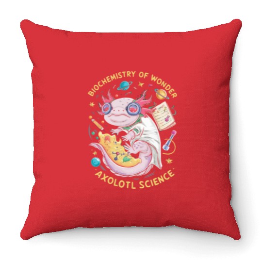Axolotl Science Teacher Mexican Salamander Throw Pillows
