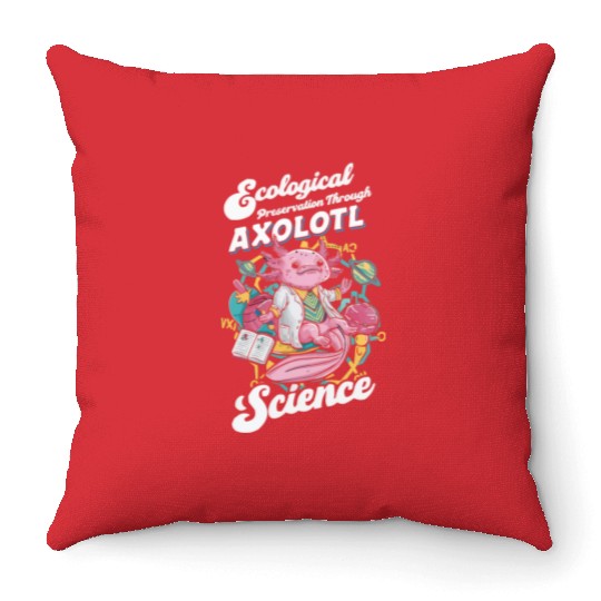 Axolotl Science Teacher Mexican Salamander Throw Pillows