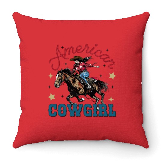 Rustic Ameircan Cowgirl Throw Pillows