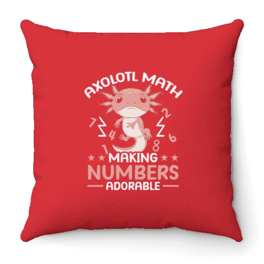 Axolotl Math Teacher Mexican Salamander Amphibian Throw Pillows
