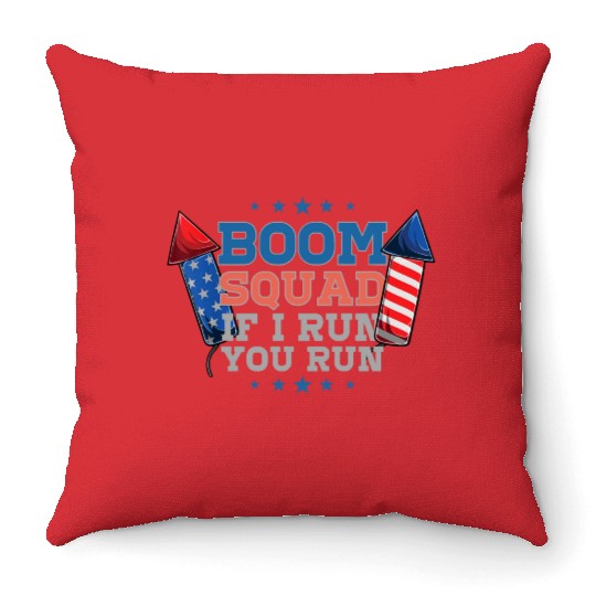 BOOM SQUAD Fireworks Director 4th of July Throw Pillows