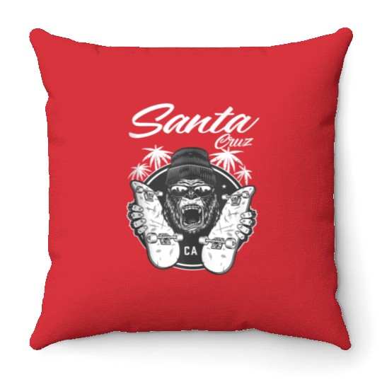 SkateBoard Santa Cruz Palm Street Throw Pillows