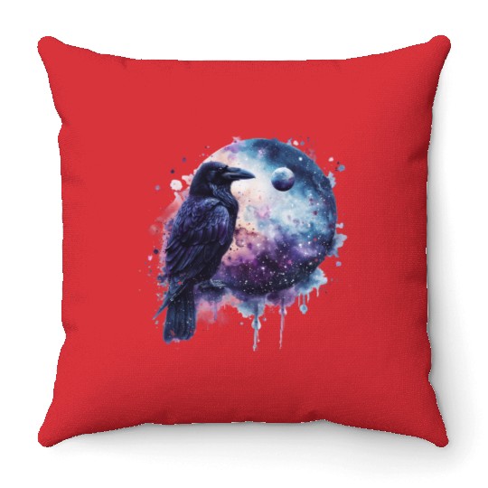 Celestial Raven Clipart Clipart, Crow Bird Witch Throw Pillows