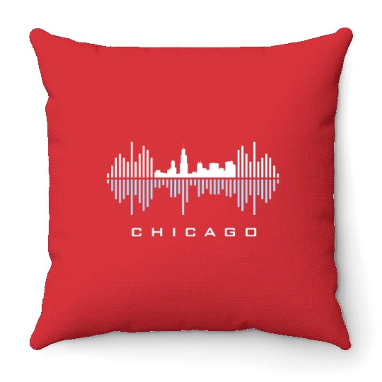 Chicago City Sound Waves Throw Pillows
