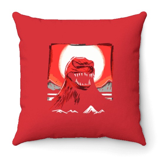Red Sun Japan: Lizard Monster Throw Pillows